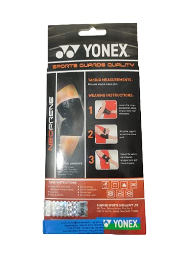 Yonex sports brace packaging with branding and usage instructions.