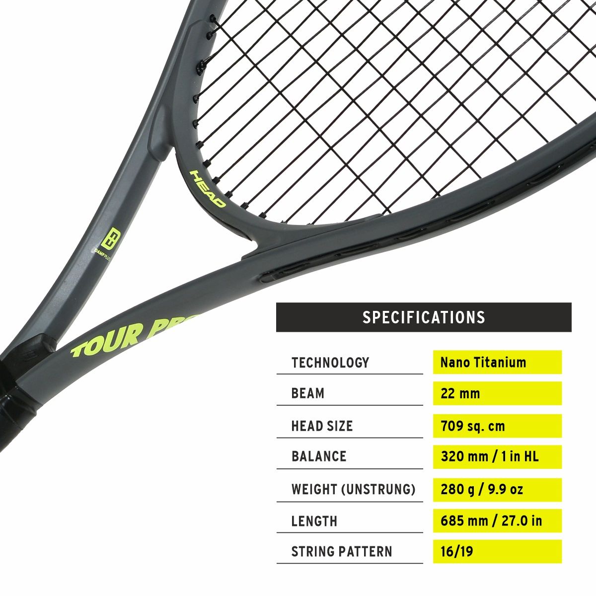 Head Tour Pro Nano Titanium 4 3/8" Tennis Racket