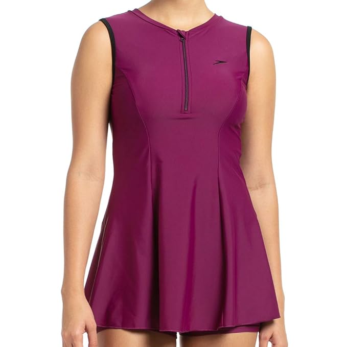 SPEEDO WOMEN SWIMDRESS with BOYLEG SHORTS STRETCH UV PROTECT 8FS878P037