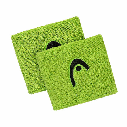 Two green sweatbands with a black logo on a white background
