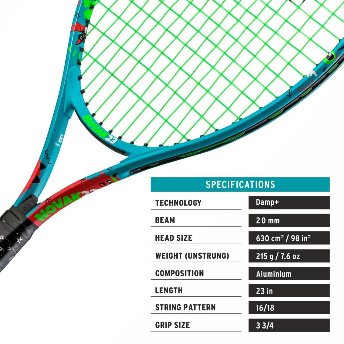 Head Novak Junior Tennis Racket Size 25 (age 8-10) Lowest Price